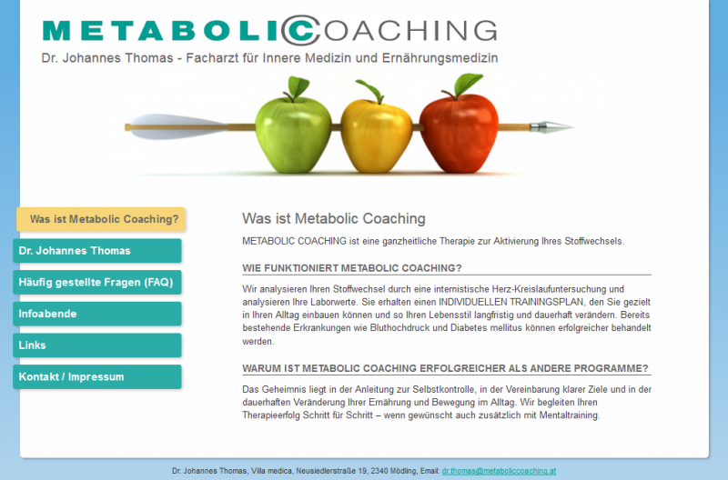 Website für Dr. Johannes Thomas - Facharzt für Innere Medizin und Ernährungsmedizin