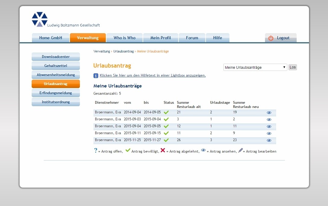 Intranet für die Ludwig Boltzmann Gesellschaft